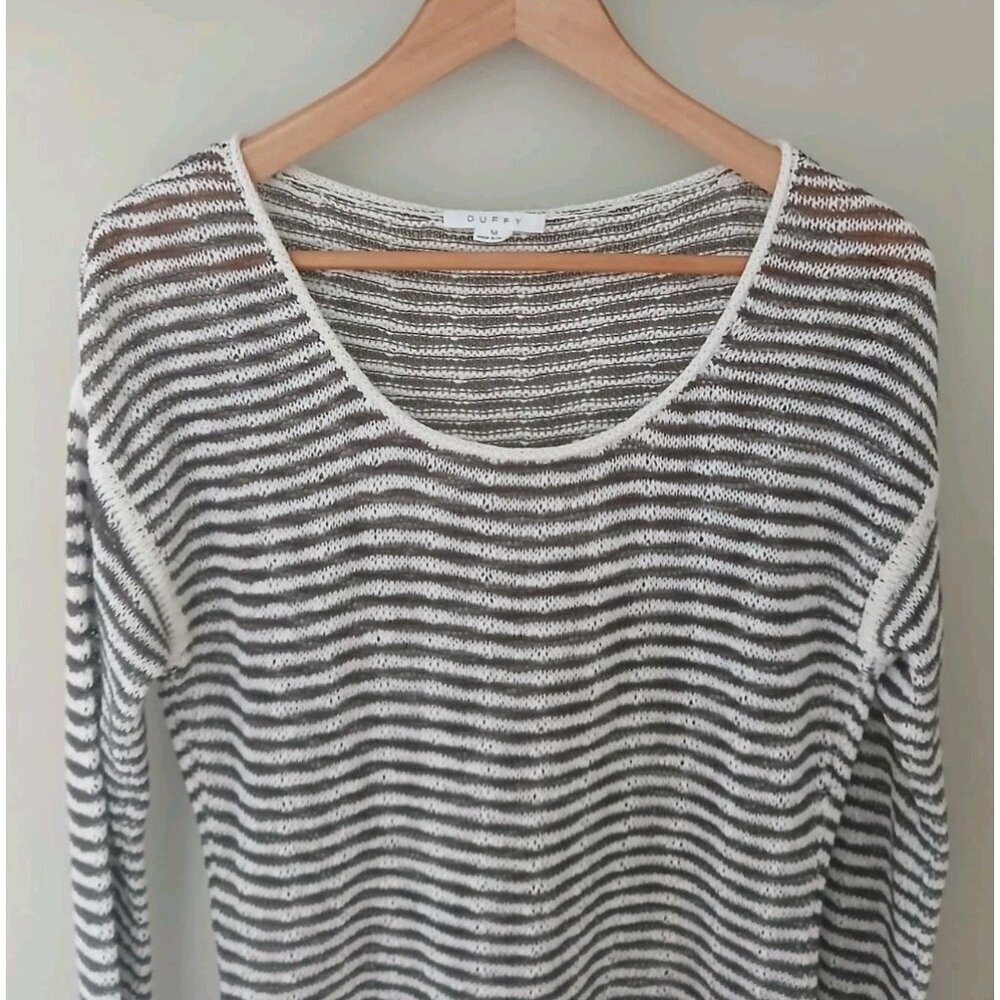 Duffy Linen Blend Striped Scoop Neck Tunic Sweater - Picture 2 of 10